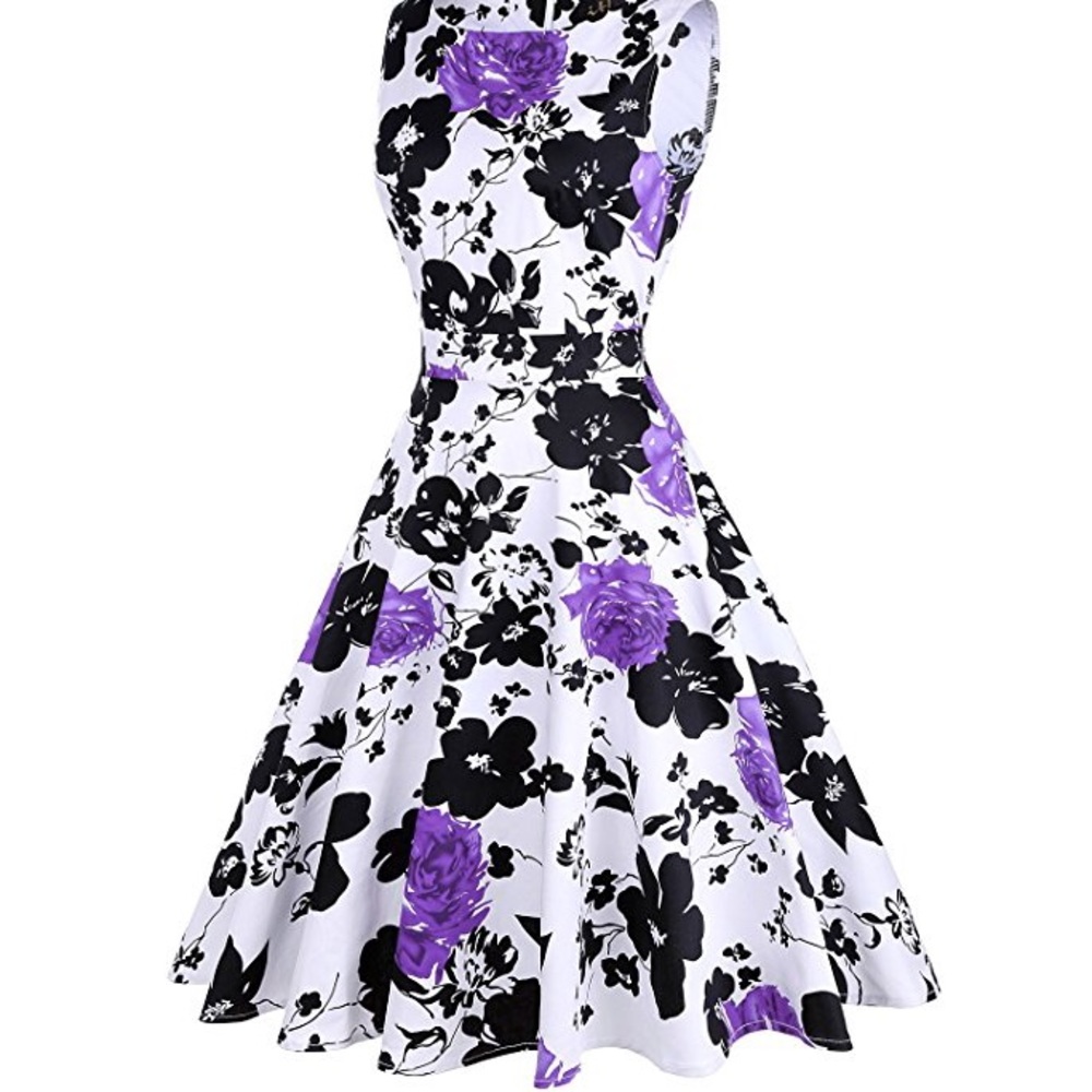 Purple floral vintage style dress - Picture 2 of 4